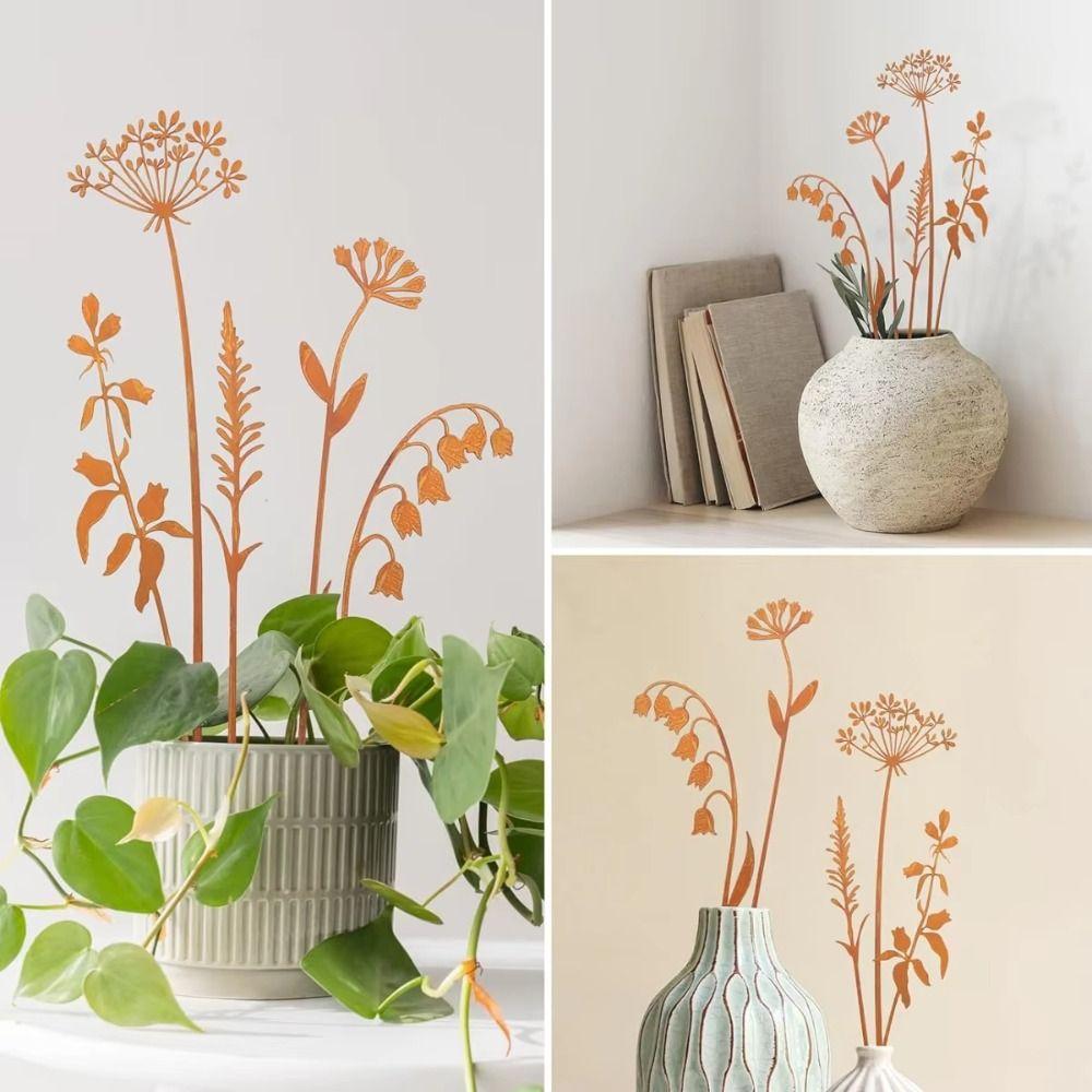 Модные Ржавые Металлические Цветы DIY Садовое Искусство Садовый Декор Искусственные Металлические Цветы Букеты Диких Цветов Для Весеннего Фермерского Дома