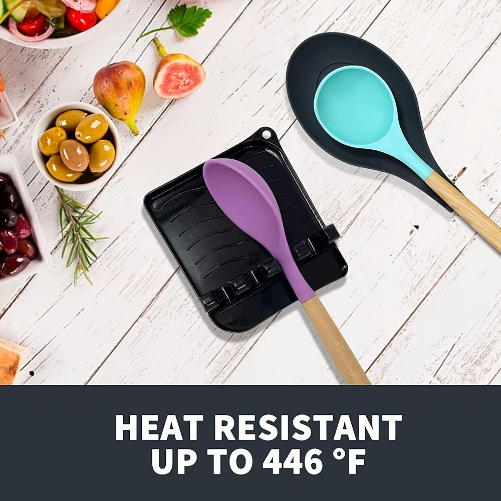 1PC Multi-vessel Spoon Holder with Drip Pad, Non-slip and Heat-resistant Kitchen and Grill Spoon Holder