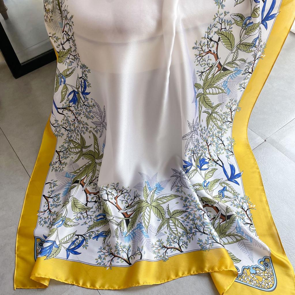 Высококачественные роскошные шелковые шарфы, повязка на голову, шарфы, шейный шарф для женщин, шелковый шарф с цепочкой, женская декоративная шаль