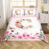 Initial Letter A Duvet Cover for Boys Girls Floral Monogrammed Bedding Set Romantic Rose Alphabet Quilt Cover with 2 Pillow Case