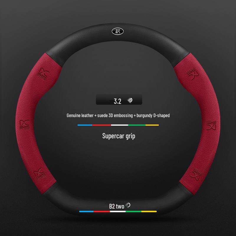 3D тисненая кожаная оплетка на руль для BYD: Династии Цинь, Хань, Тан, Сун, Юань, e2, Разрушитель, Модели Дельфин