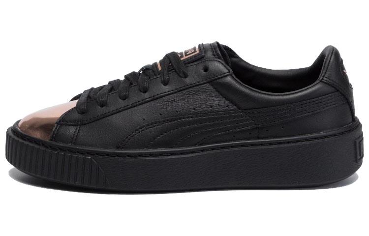 Women's Sneakers Puma Basket Platform Metallic Puma Black Rose Gold (Women's)