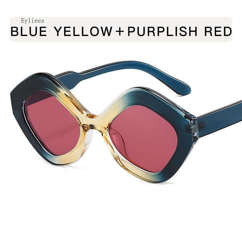 Retro Irregular Polygon Cat Eye Sunglasses Women Shades UV400 Fashion Trending Green Pink Men Sun Glasses lentes de sol mujer