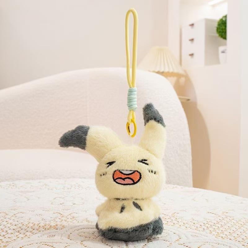 Funny Expressions Pikachu Soft Plush Filling Doll Nylon Rope Keychain Backpack Hanging Ornaments Girl Boy Birthday Gift