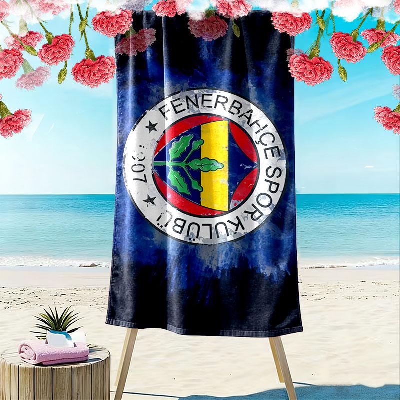 Пляжное полотенце с принтом логотипа Fenerbahce SK, Большое, Мягкое, Быстросохнущее, для Пляжа, Кемпинга, Плавания