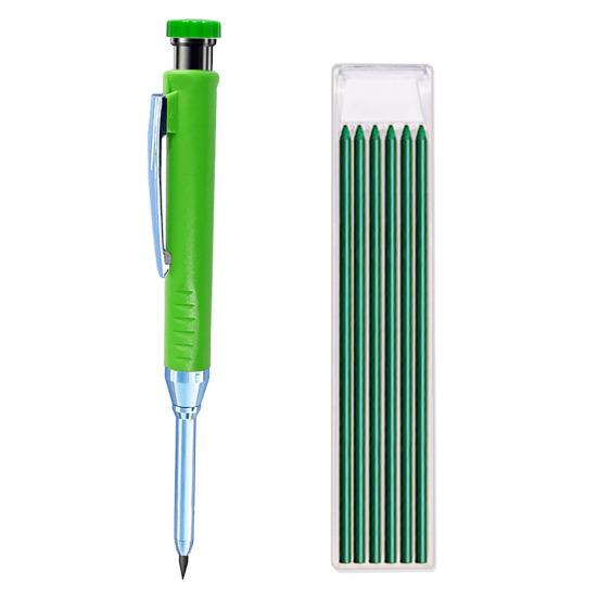 Механические плотницкие карандаши с 6 сменными стержнями, строительный карандаш со встроенной точилкой, маркер с глубоким отверстием и длинным пером для деревообработки, архитектурная маркировка