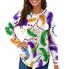 Женская мода Свободный топ с длинным рукавом и карнавальным принтом, с круглым вырезом, повседневный
