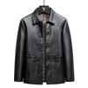 Autumn New Style Lapel Leather Jacket for Men, Casual and Versatile Motorcycle Wear, Korean Style Large Size Trendy Middle-aged Dad Leather Jacket