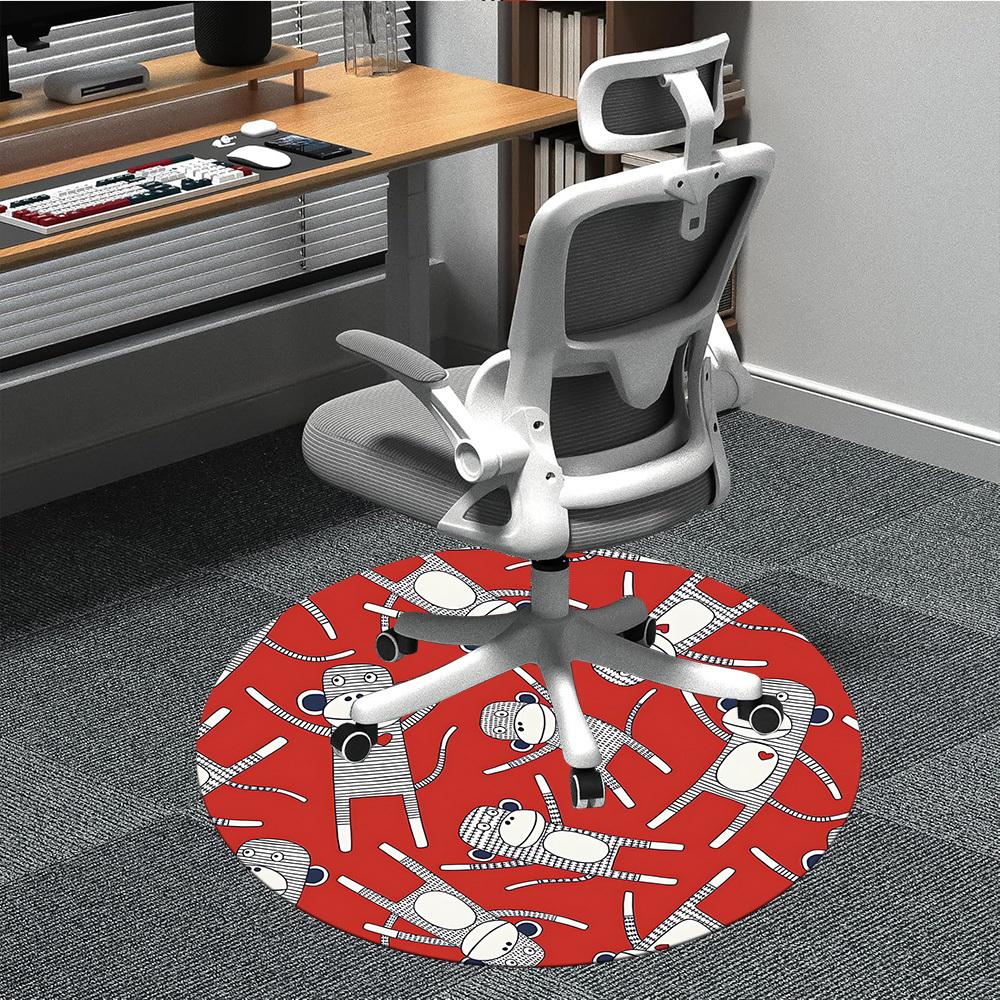 1 шт. Красный круглый ковер для офиса с изображением обезьяны, коврик для помещений, подходит для офиса, под офисные стулья, спальни, гостиной, домашнего декора, декора комнаты