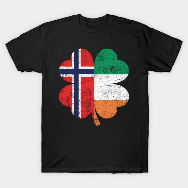 Asian Size Men Print T-shirt Norwegian Irish Shamrock Norway Ireland St. Patrick'S Day No-Cut Heat Transfer Print Cotton Tshirt