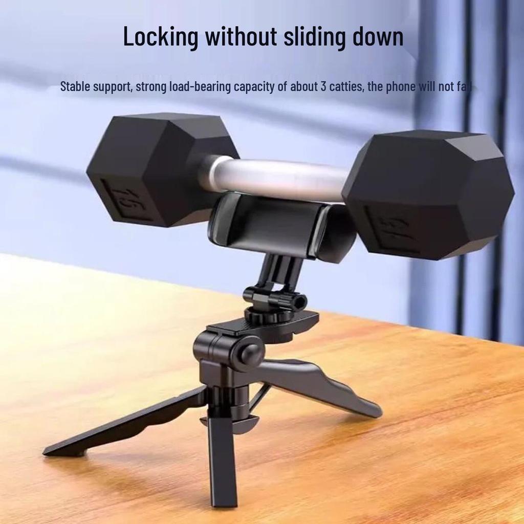 Portable Phone Holder: Telescopic Desktop Stand with Clip Handle for Douyin Selfies and Tripod Use