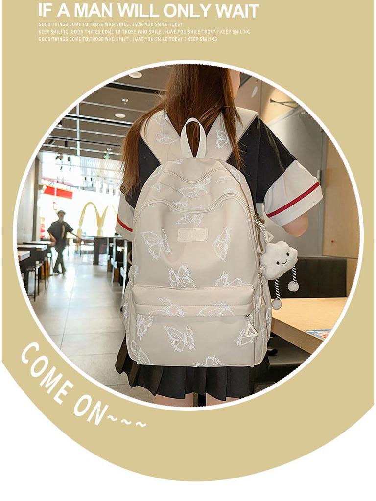 Рюкзак с принтом бабочек на два плеча для студентов, модель 2025 года - нишевый дизайн для девочек среднего, старшего школьного и студенческого возраста.