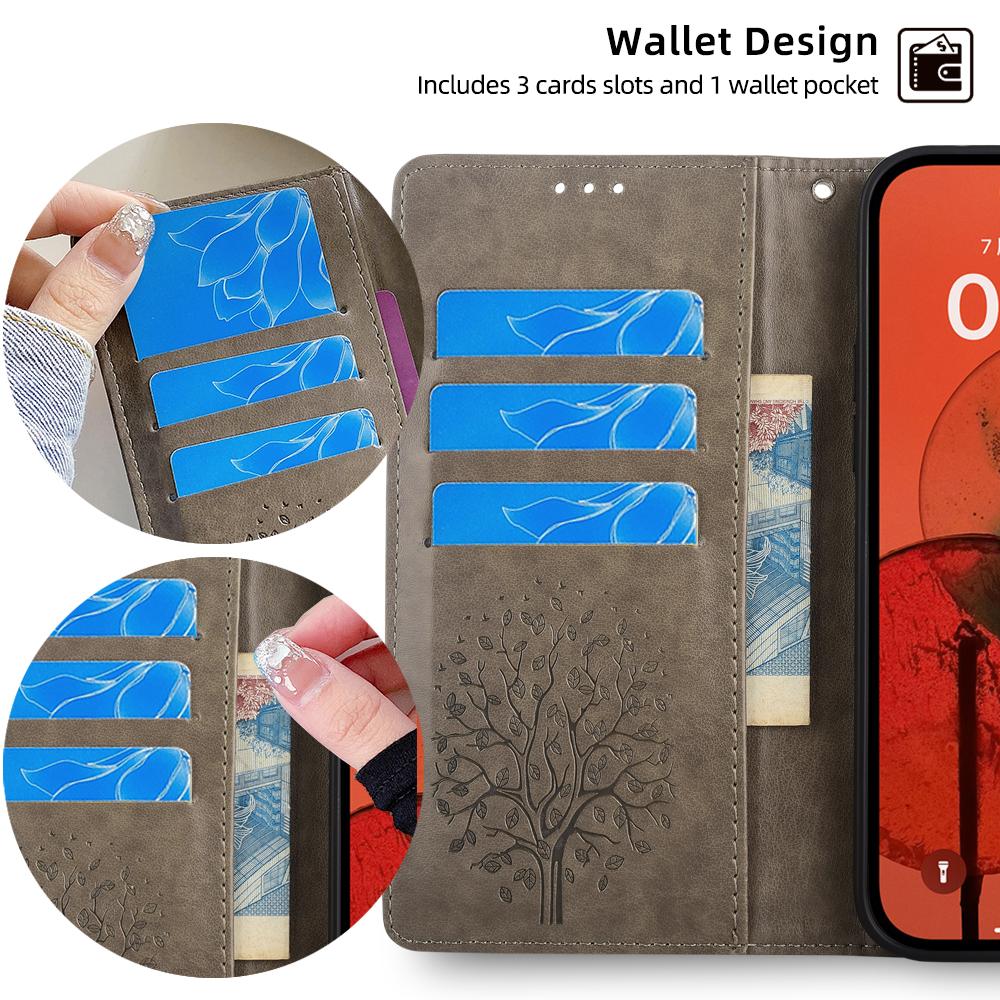 For Honor Play 50 Plus 5G/Play 8T 5G/X7b 4G/90 Smart Case Imprinted Deer Tree Pattern Leather Phone Wallet Cover