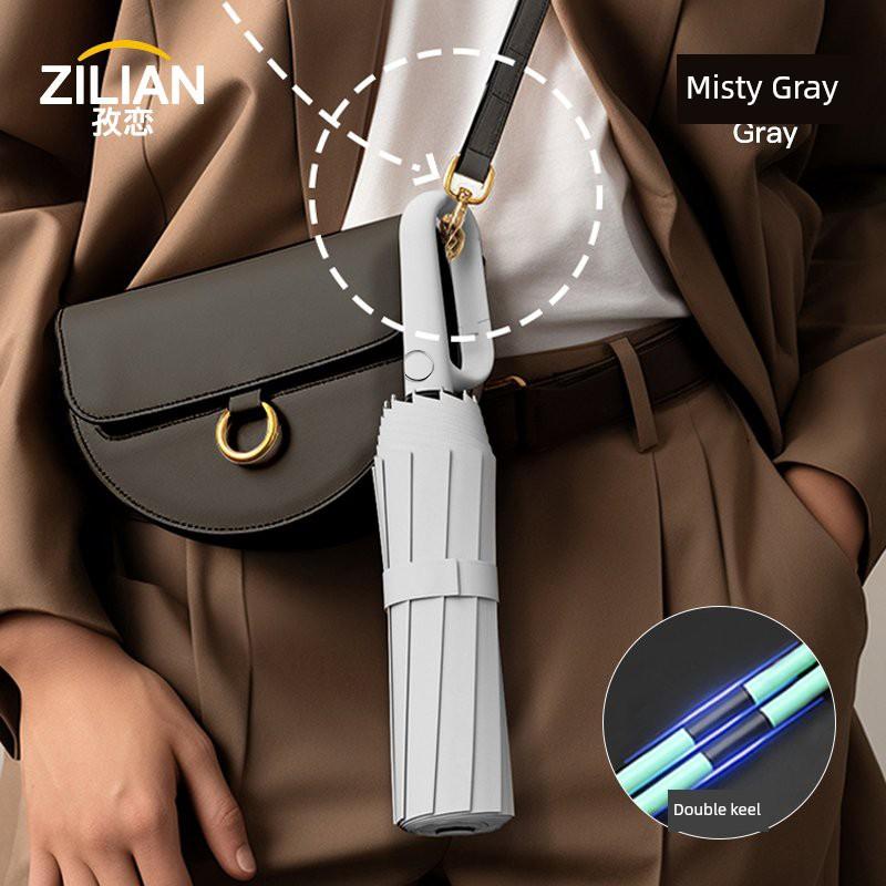 398 Large Automatic Umbrella for Women, Dual-Use for Sun and Rain, with Hook, Foldable, Wind-Resistant, Sunshade, Uv Protection for Men