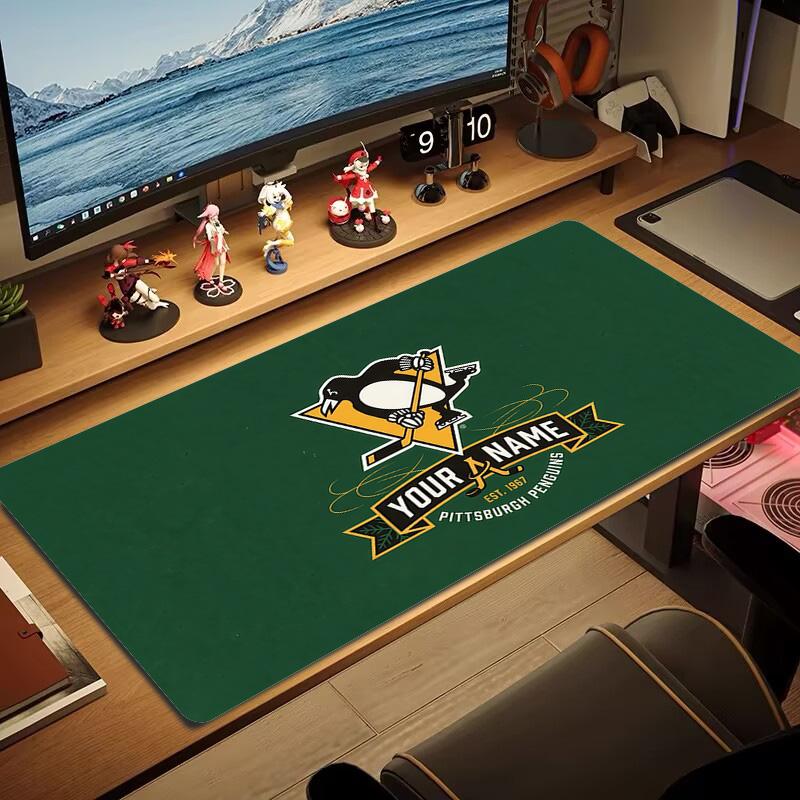 Custom Name Pittsburgh Penguins Print Cushion Non-slip Laptop Tablet Big Mousepad XXL Mat Mini PC Playmat With Lock edge