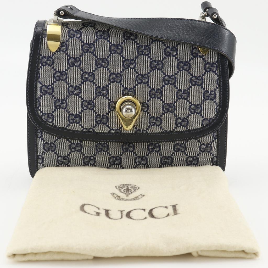 Gucci Старая сумка через плечо Gucci винтажная Синий холст с узором GG Женская Б/у