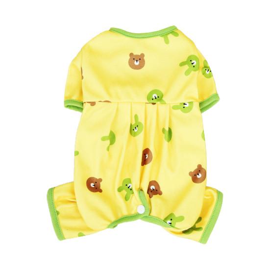 Комбинезон для собаки с круглым вырезом и узором, комбинезон с милым медведем, костюм для щенка собаки