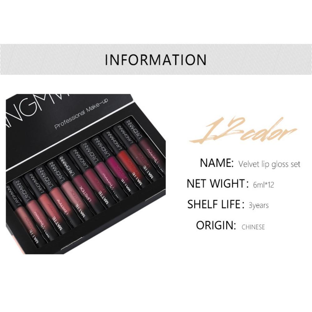 Langmanni Набор матовых блесков для губ без погружения в чашку, жидкая губная помада