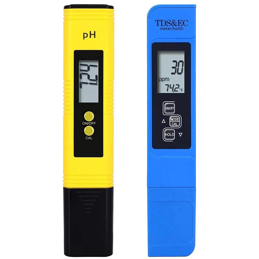 Измеритель pH и TDS-метр, цифровой тестер качества воды 0-14, тестер pH-метра 0-9990PPM TDS&EC, ЖК-дисплей, индикатор чистоты воды PPM, аквариумный фильтр
