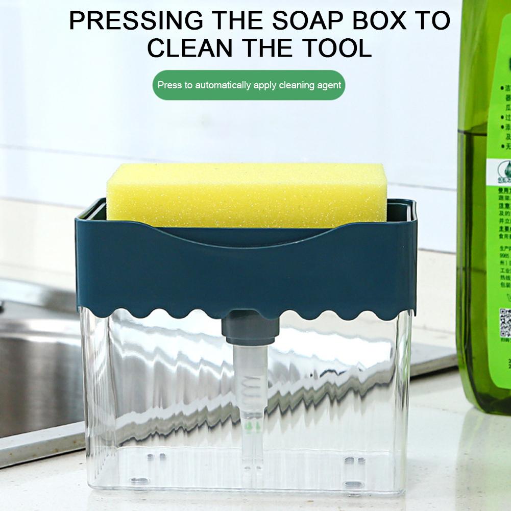 Дозатор для кухонного мыла, ручной пресс 2 в 1, коробка для жидкого мыла с держателем для губки, контейнер для жидкости для мытья посуды