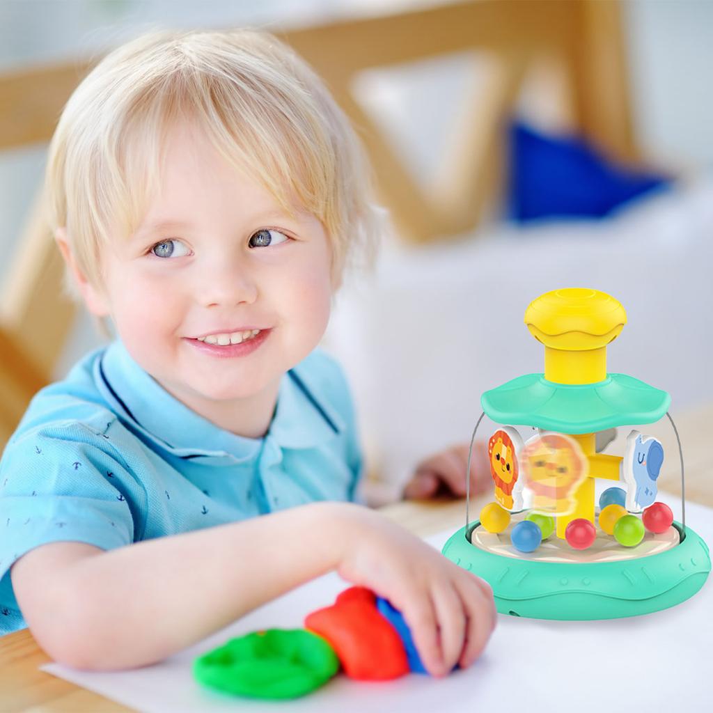 Press Animal Spinning Activity Toys Fun Cartoon Color Cognition Enlightenment Toys for Children Early Educational Toys