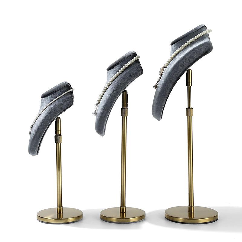 Velvet Necklace Display Stand – Gold Base Jewelry Bust Jewelry Organizer Display Stand Prop Elegant Storage for Accessories