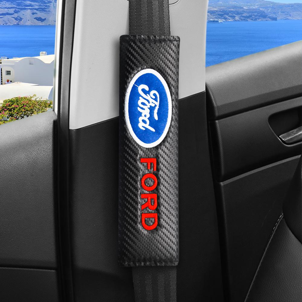 2Pcs PU Leather Car Seat Belts Cover Universal Auto Interior Decor Shoulder Protection For Ford Focus mk2 mk3 Fiesta mk7 Ranger HNQJR1