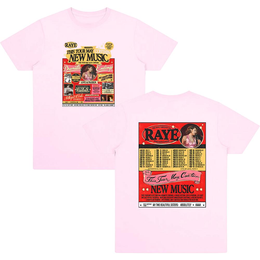 Raye Tour 2026 Графические футболки Женские Мужские Модные Футболки с коротким рукавом Повседневные Мягкий хлопок Летний Трендовый дизайн Уличная одежда Y2K