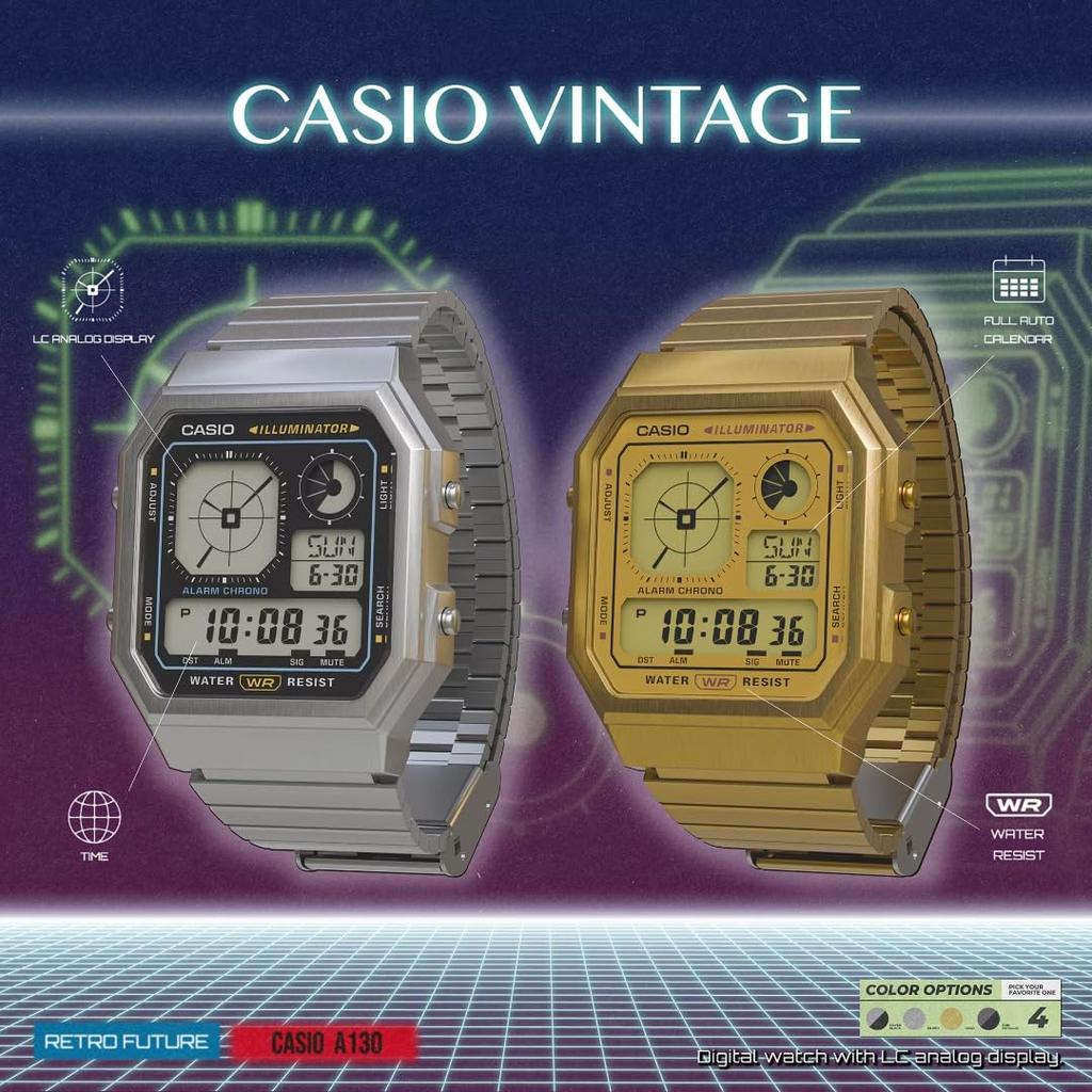 Casio Цифровые часы Винтажная коллекция A130WE Золотой Прямо из Японии