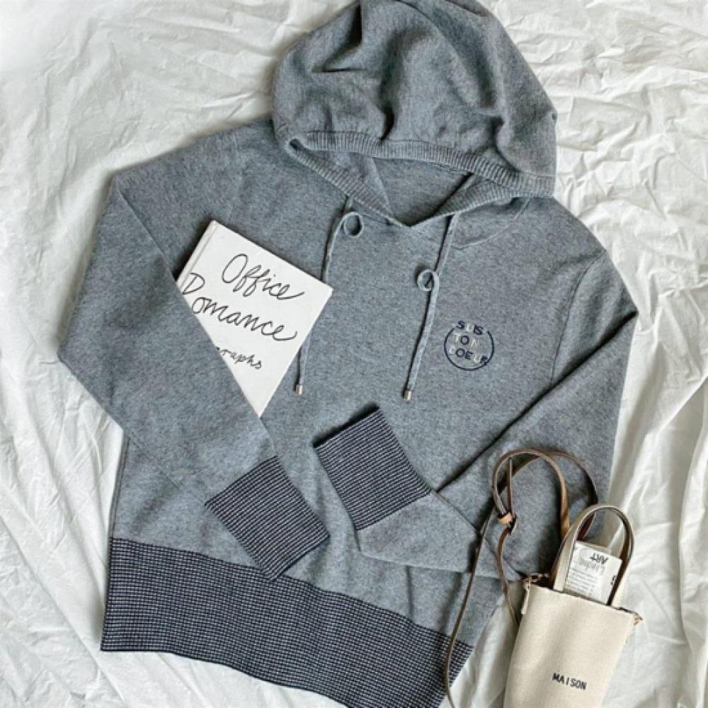 New Arrivals Open Run Women Casual Viscose Embroidery Color Block Ribbed Hoodie