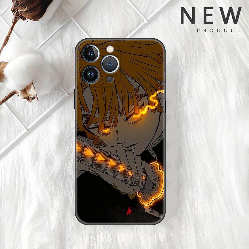 Чехол Funda для Apple iPhone 14 11 13 7 12 Pro 7 XR XS Max 8 Plus 6 14Pro 13Mini, черный мягкий чехол для телефона аниме Demon Slayer