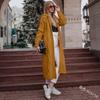 Европейский и американский осенне-зимний однотонный кардиган-свитер с капюшоном, длинный, свободного кроя, крупной вязки для женщин