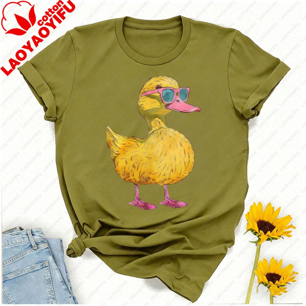 Duck Summer Vacation Cotton TShirt Graphic T Shirts Oversized Tshirt Harajuku Y2k Top High Quality Cotton Breathable Casual Top
