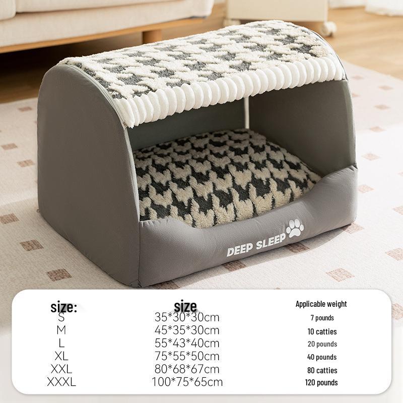 Unisex Houndstooth Pet Nest for Autumn/Winter - Fits Medium To Large Pets