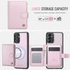 For Samsung Galaxy A24 4G (162.1mm) Case JEEHOOD J09 RFID Blocking Card Holder Leather Back Phone Cover Magnetic Case