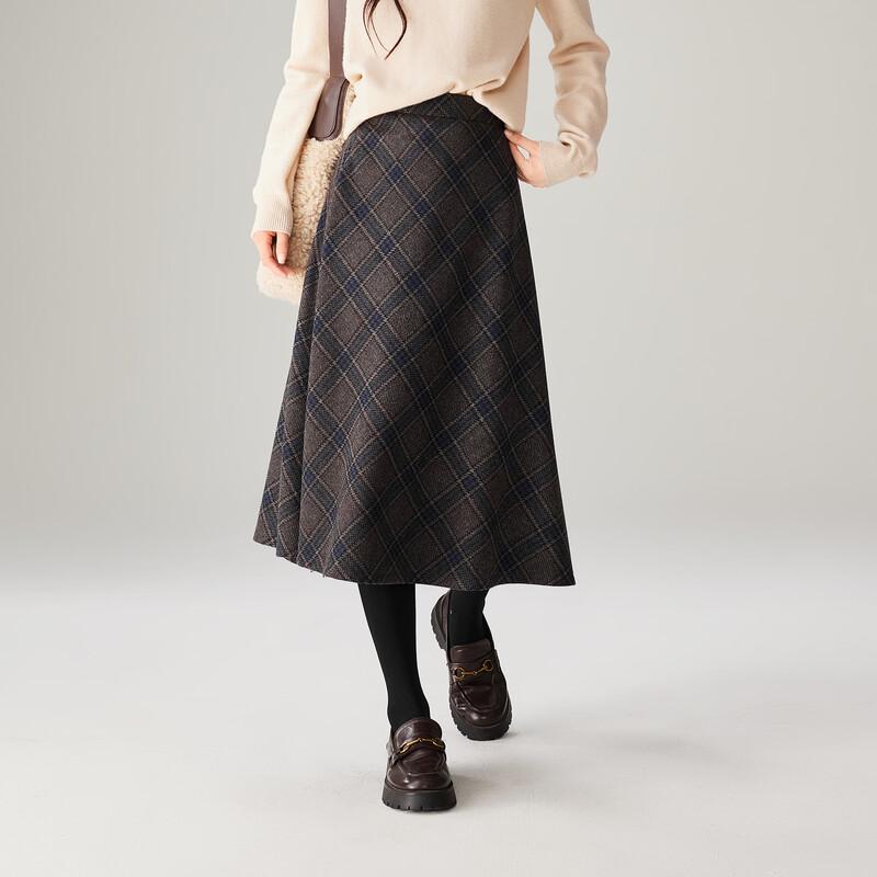 SOFSIL Women's Retro Plaid A-Line Swing Skirt