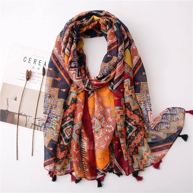 Fashion Bright Striped Line Tassel Viscose Shawl Scarf Lady High Quality Wrap Headband Bufandas Muslim Hijab Sjaal 180*90Cm