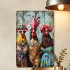 Chic Vintage Chicken Tin Sign, Fashionable Rooster Wall Decor, Iron Foil Engraving Art for Home