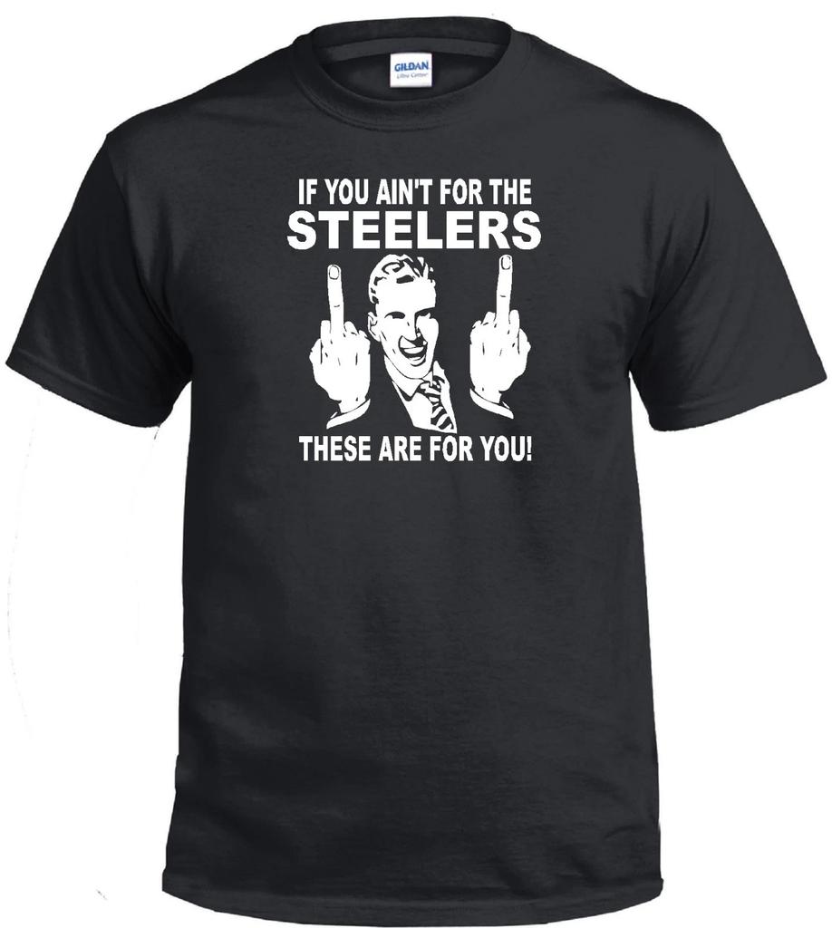 STEELERS FAN "FLIP THE BIRD" FOOTBALL BLACK T-shirt JERSEY