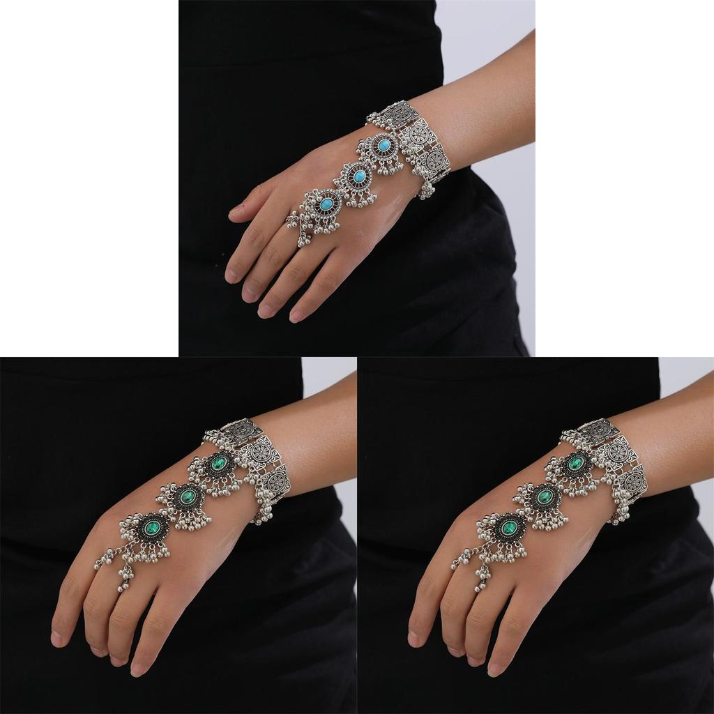 Ethnic Style Womens Metal Ring Bracelet With Embedded Crystals For Gift Travel Souvenir