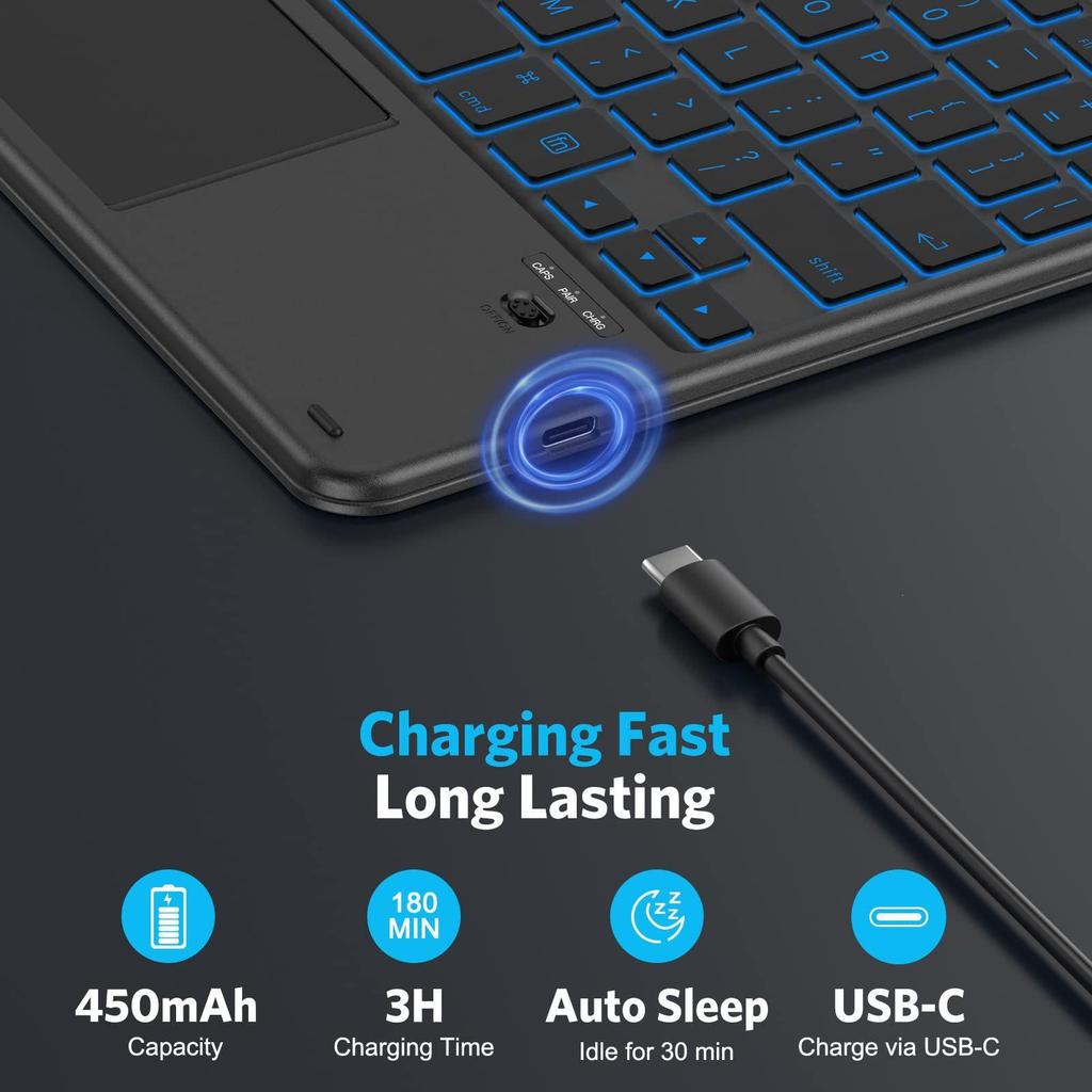 Бесшумная семицветная Bluetooth-клавиатура с подсветкой для планшетов Apple и Huawei, подключается к мобильным телефонам