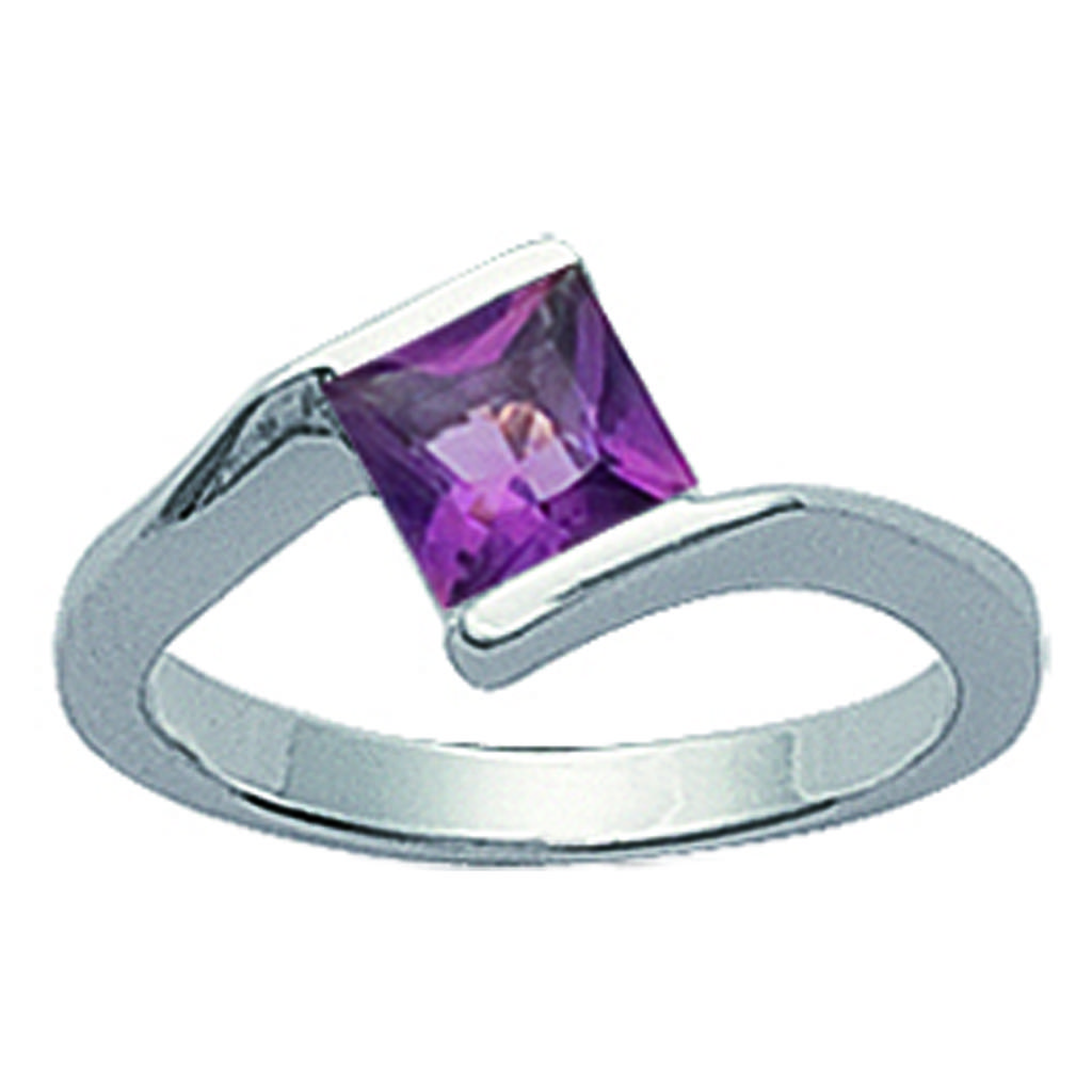 Silver Ring 'Câlin' Amethyst Silver (rhodium) - 9 Mm