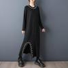 Черное вязаное винтажное платье большого размера с длинным рукавом новое в платьях для женщин повседневное свободное весенне-осенне-зимнее платье