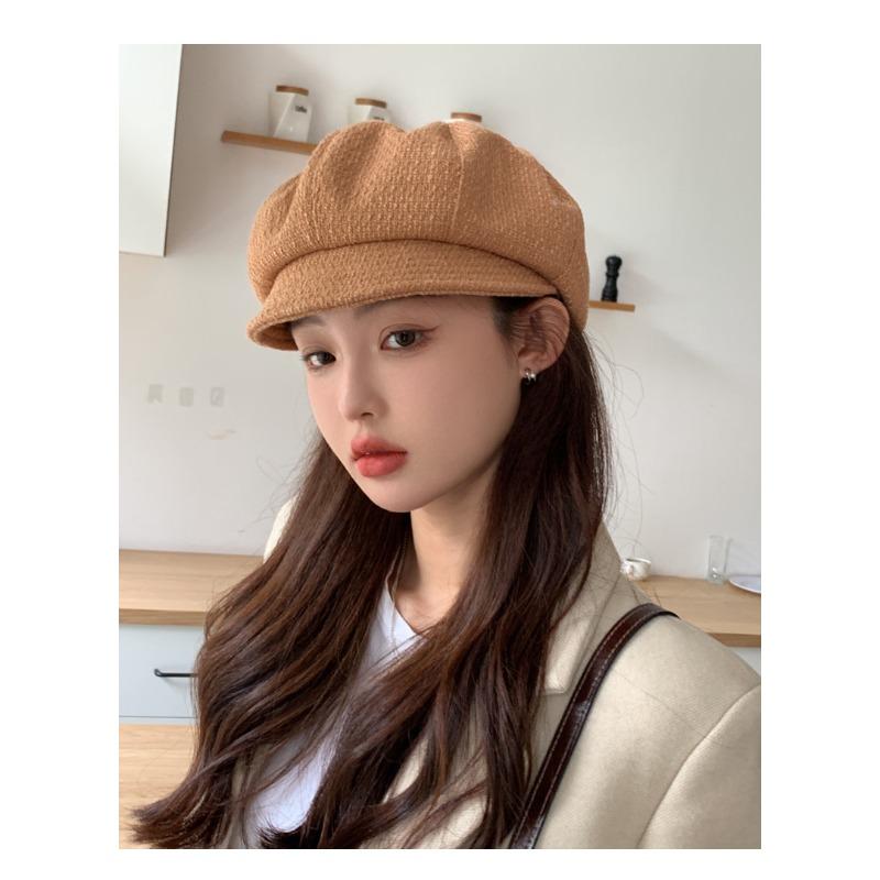 Осенне-зимняя новая женская шляпа, однотонная универсальная восьмиугольная шляпа, маленькая тыквенная шляпа