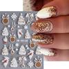 1 Sheet Christmas Nail Art Sticker Waterproof 3D Embossment Santa Claus Snowman Elk Snowflake Christmas Tree Ball Fake Nail Decoration Decal