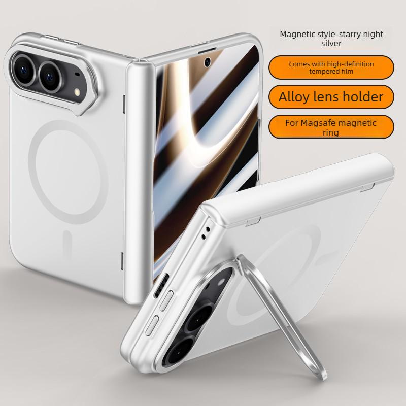 Case For iPhone Duo Fold Case Lens mount stand Protective Back Cover For MagSafe Magnetic Wireless Charging Phone Shell Funda