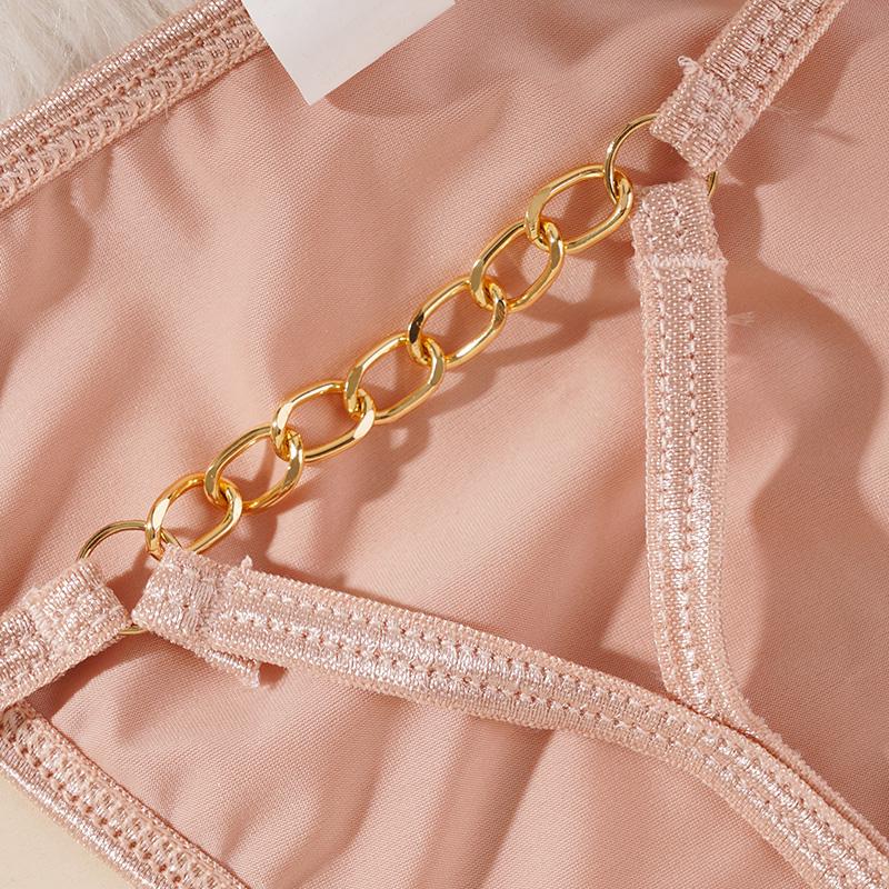 Hottie сексуальные стринги с цепочкой, бесшовные стринги с заниженной талией, милые трусики с бантом, женское хлопковое нижнее белье с промежностью