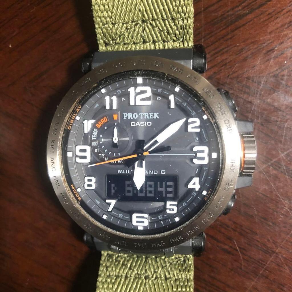 Б/у часы CASIO PRO TREK Многофункциональный цифровой анализатор Радиоуправление Солнечная батарея