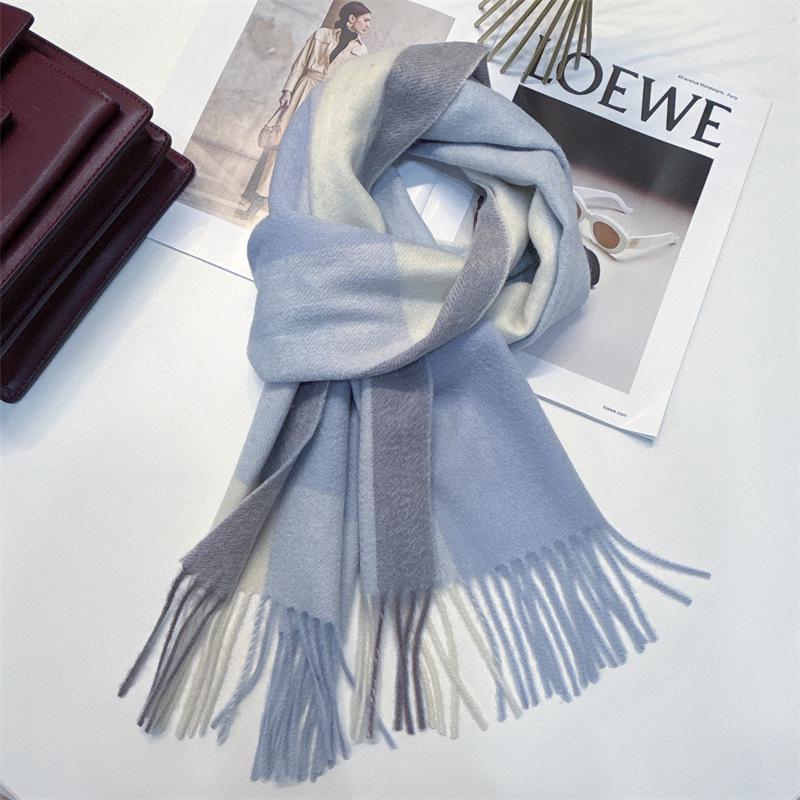 100% Wool Plaid Scarf for Women and Men - Warm, Stylish Gift for Winter