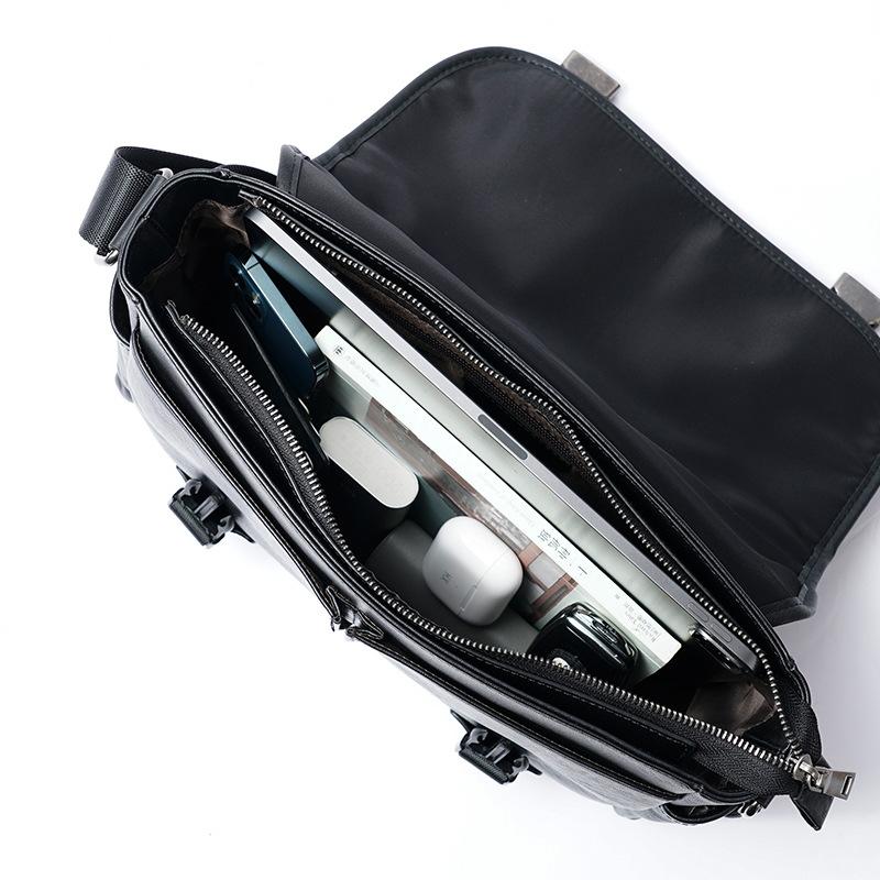 Мужская сумка через плечо, сумка через плечо в стиле кросс, натуральная кожа, вместительная, многослойная мужская сумка для бизнеса